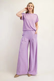 Full Size Textured Wide-Leg Pants with Pockets Plus Size