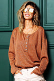 Mink Lurex Stitched Button Detail Top