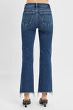 Tummy Control High Rise Crop Straight Raw Cut Hem Jeans