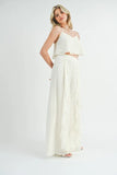 Crop Cami and Ruffled Wide Leg Pants Set