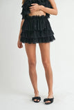 Ruffle Layered Crop Top and Mini Skirt Set