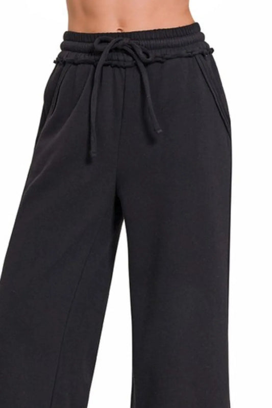 Fleece Exposed Seam Wide Leg Sweatpants