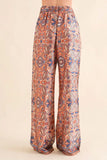 Satin Paisley Pattern Waist Ribbon Pants