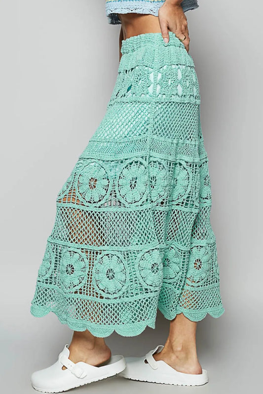 Boho Crochet Lace Midi Skirt