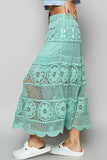 Boho Crochet Lace Midi Skirt