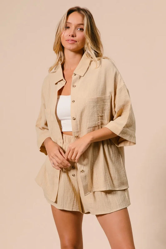 Crinkle Gauze Shirt and Short Set