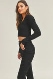 Long Sleeve Crop Sweater Top and Inner Bra Set