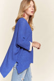 Side Slit Color Block Long Sleeve Sweater