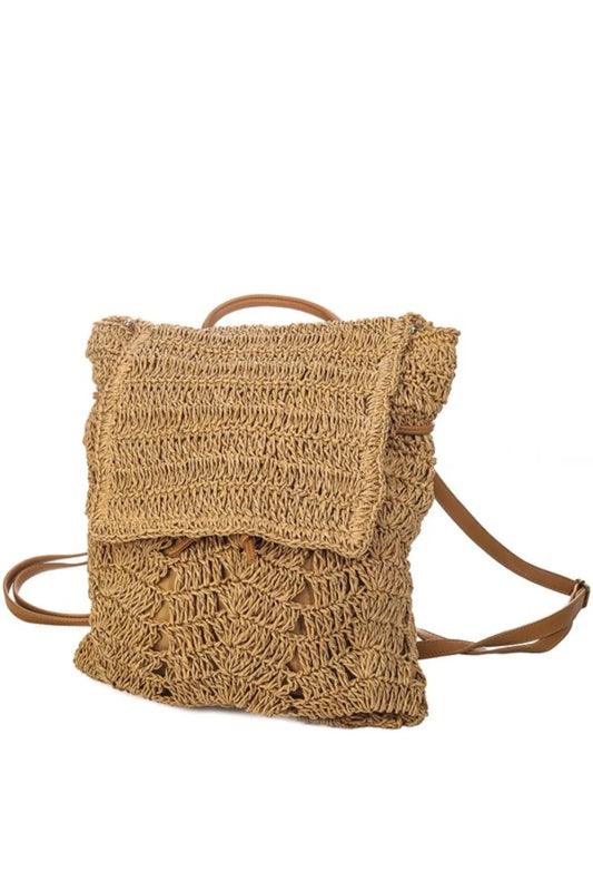 Straw Braided Fashion Backpack