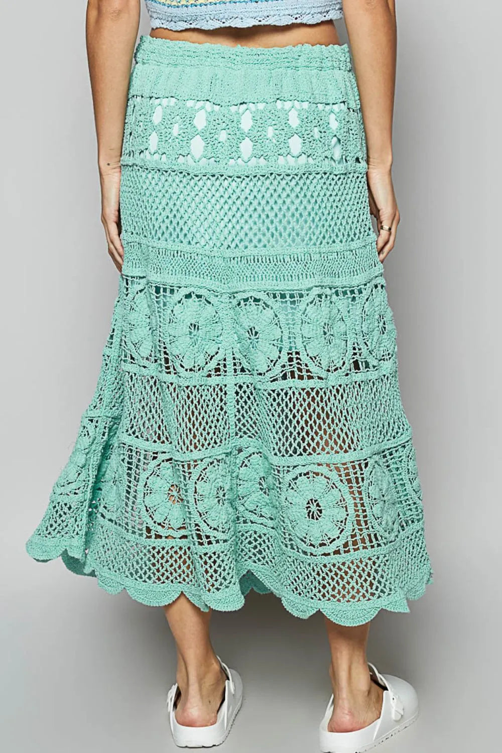 Boho Crochet Lace Midi Skirt