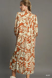 Chic Floral Tiered Midi Shirt Dress