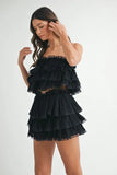 Ruffle Layered Crop Top and Mini Skirt Set
