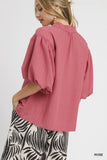 Dimensional Puff Sleeve Blouse