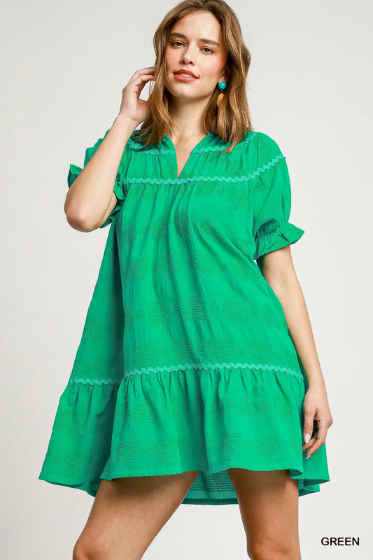 Charming Heart Ruffle Sleeve Babydoll Dress