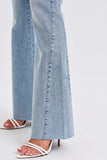 Full Size Midi Rise Rhinestone Side Panel Detail Flare Jeans Plus Size