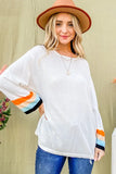 Color Stripe Sleeve Sweater Top