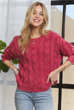 Mineral Washed Cable Knit Sweater Top