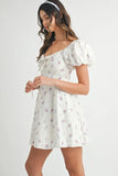 Floral Print Puff Sleeve Mini Dress
