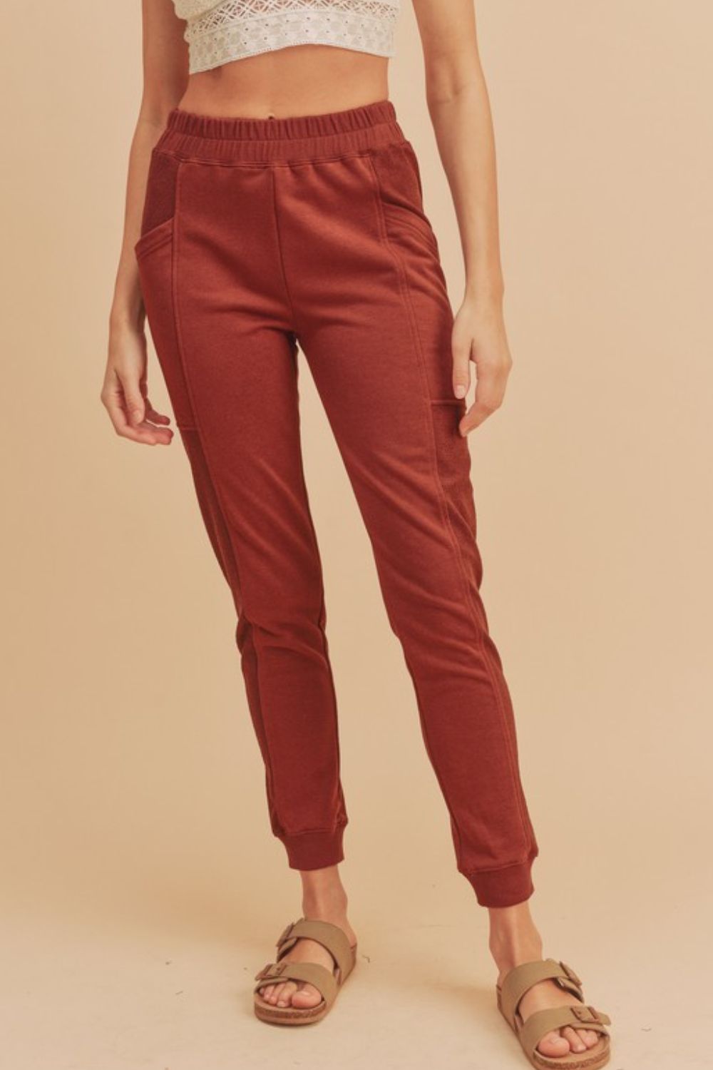 Elastic Waist Joggers with Pockets