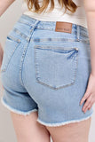 Full Size Tummy Control Raw Hem Denim Shorts Plus Size