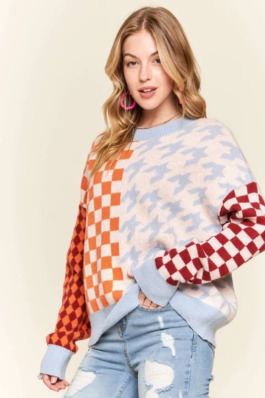 Checker and Houndstooth Sweater
