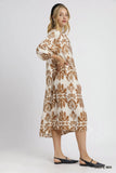 Artistic Abstract Floral Pattern Midi Dress