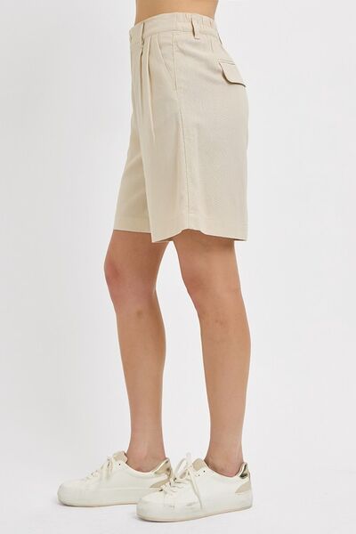 High Rise Pleated Front Shorts