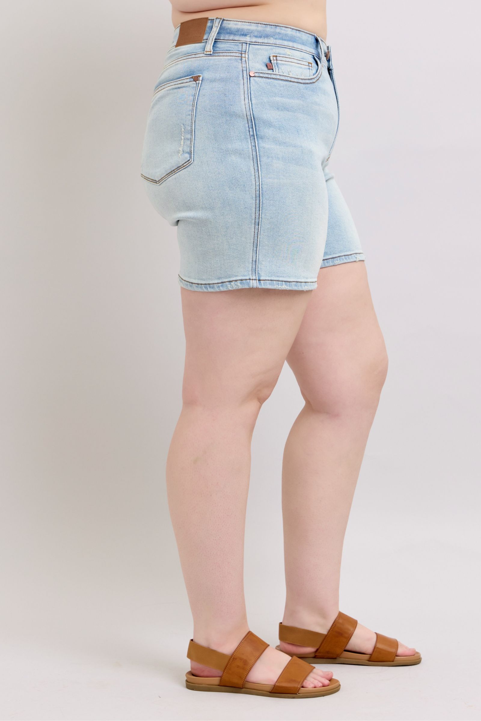 Full Size 2 Button Denim Shorts with Pockets Plus Size
