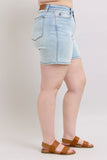 Full Size 2 Button Denim Shorts with Pockets Plus Size