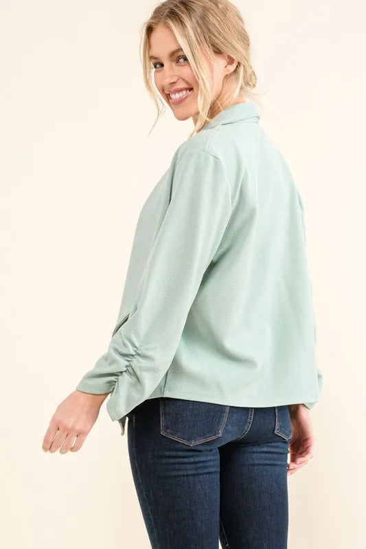 Stretch Non-Wrinkled Basic Open-Front Blazer