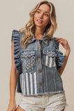 American Flag Washed Denim Jacket