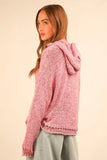 Oversized Openwork Lace Up Hooded Sweater