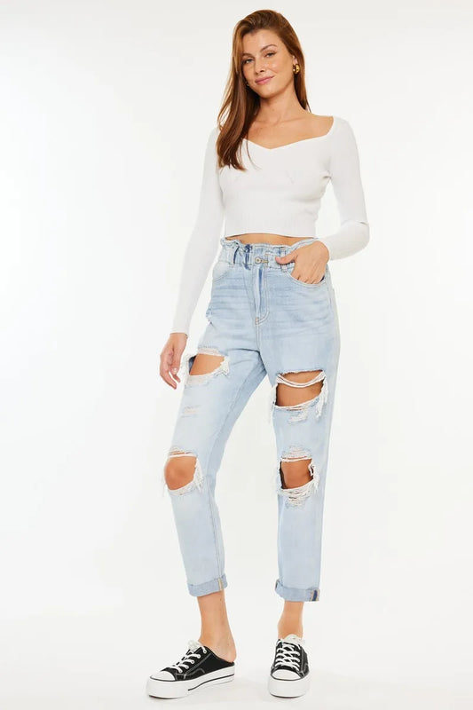 Unpacked Paperbag Waist Relaxed Mom Jeans
