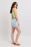 Full Size 2 Button Denim Shorts with Pockets Plus Size