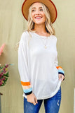 Color Stripe Sleeve Sweater Top