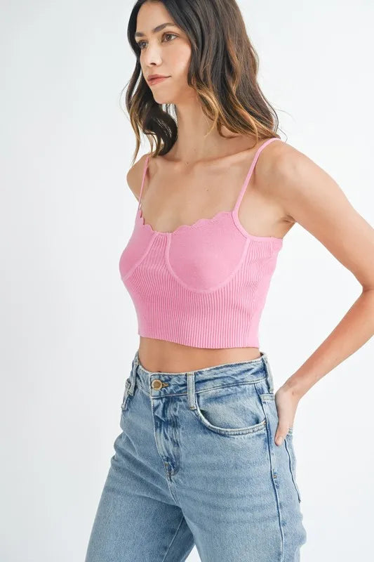 Scalloped Edge Ribbed Knit Cami