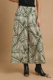 Tropical Palm Leaf Wide-Leg Culotte Pants
