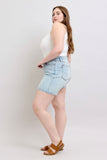Full Size 2 Button Denim Shorts with Pockets Plus Size