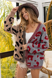 Chic Pattern Block Buttoned Sweater Cardigan