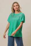 Rhinestone Beaded Short Sleeve Top
