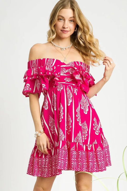 Boho-Inspired Ruffled Mini Dress with Paisley Charm