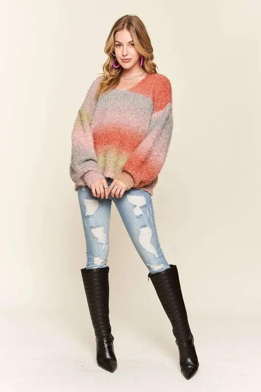 Multi Color Ombre Sweater Top