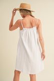 Embroidered Trim Gauze Square Neck Mini Cami Dress