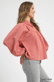 Notched Blouse with Puff Sleeves