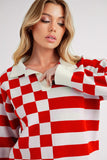 Striped & Checkered Drop Shoulder Sweater