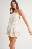 Embroidered Crop Cami and Balloon Mini Skirt Set