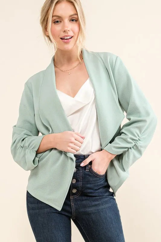 Stretch Non-Wrinkled Basic Open-Front Blazer