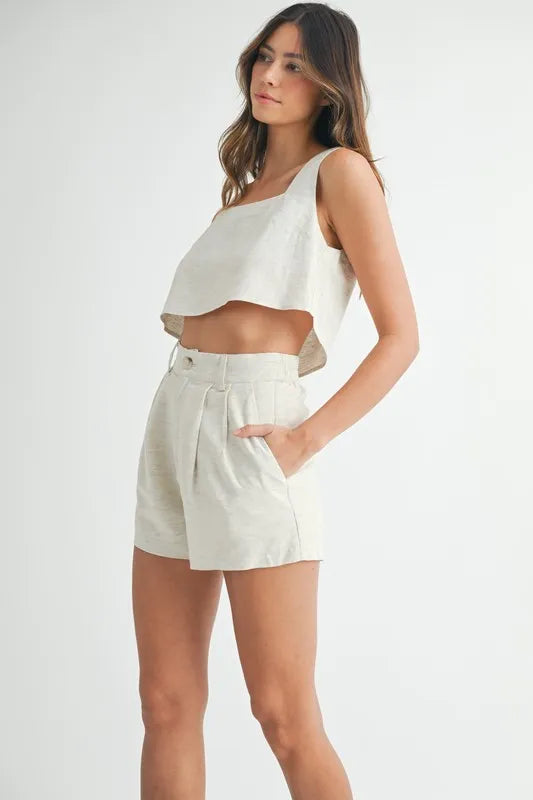 Sleeveless Crop Top and Shorts Set