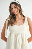 Zig Zag Embroidered Shoulder Tie Mini Dress
