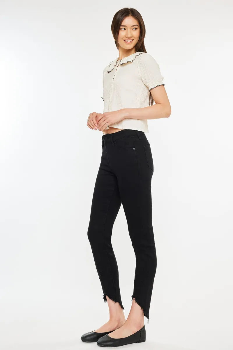 High Waist Ankle-Length Skinny Denim